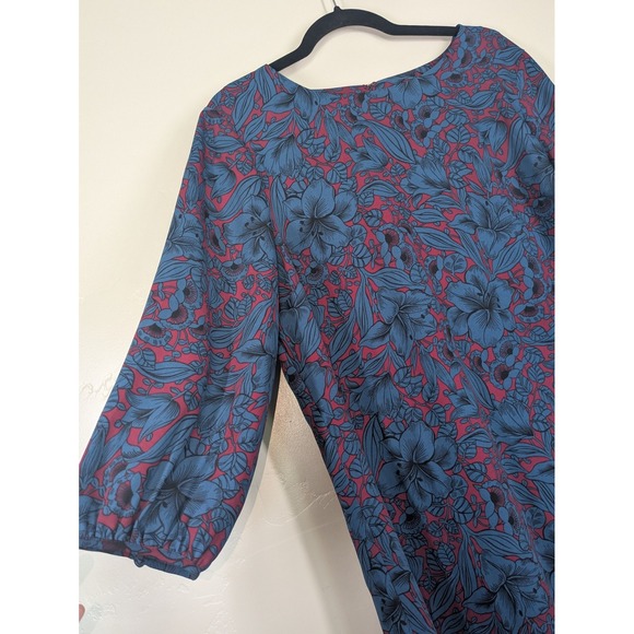 Ann Taylor Shift Dress Womens 14 Boho Floral Modest Scoop Neck Careerwear Office - Picture 1 of 8
